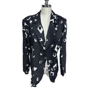 Greenwich Square 7-8 Black Blazer Women's Vintage Geometric Rayon Shoulder Pads‎